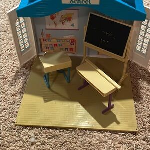 Kids School Playset with Blue Roof